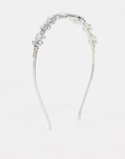 Pieces headband with diamante embellishment in silver