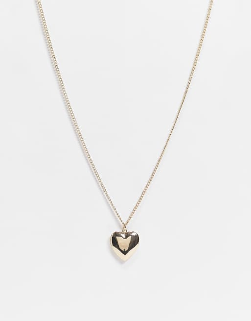 Pieces Heart Locket Necklace In Gold Asos