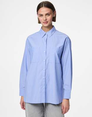 Pieces - Hemd in Grapemist-Blau