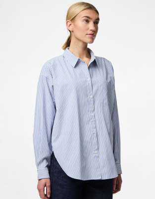 Pieces - Hemd in maritimem Blau mit Streifen