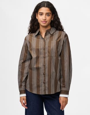 Pieces - Hemdbluse in Delicioso-Brown