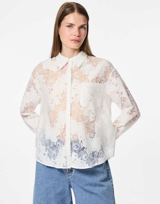 Pieces – Hemdbluse in Wolkentänzer-Weiß