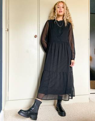 High neck chiffon maxi dress sale