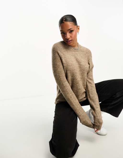 Pieces high neck jumper in camel | ASOS