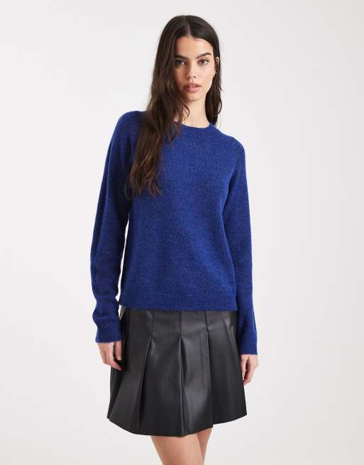 Pieces high neck jumper in dark blue, 4 of 4