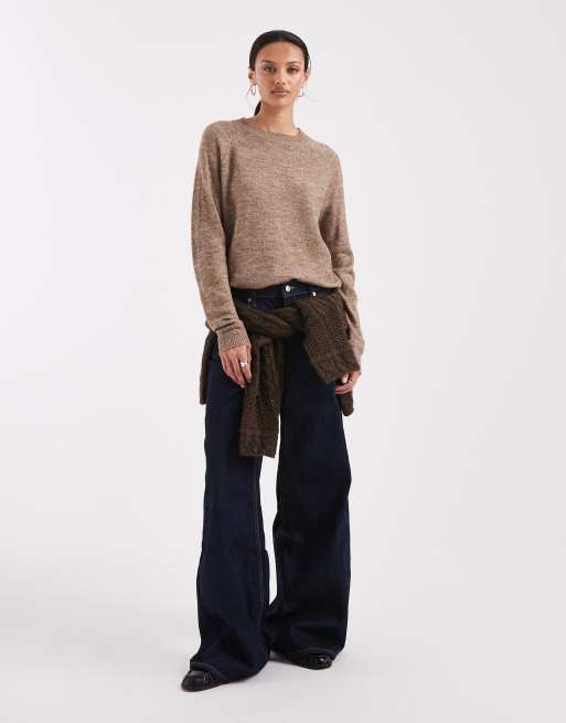 Pieces high neck jumper in fossil, 3 of 4