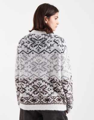 Pieces High Neck Knit Sweater In Neutral