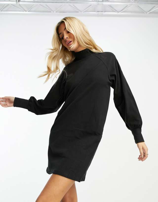 Pieces high neck knitted dress in black