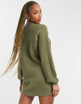 khaki knitted dress