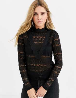 asos black lace top