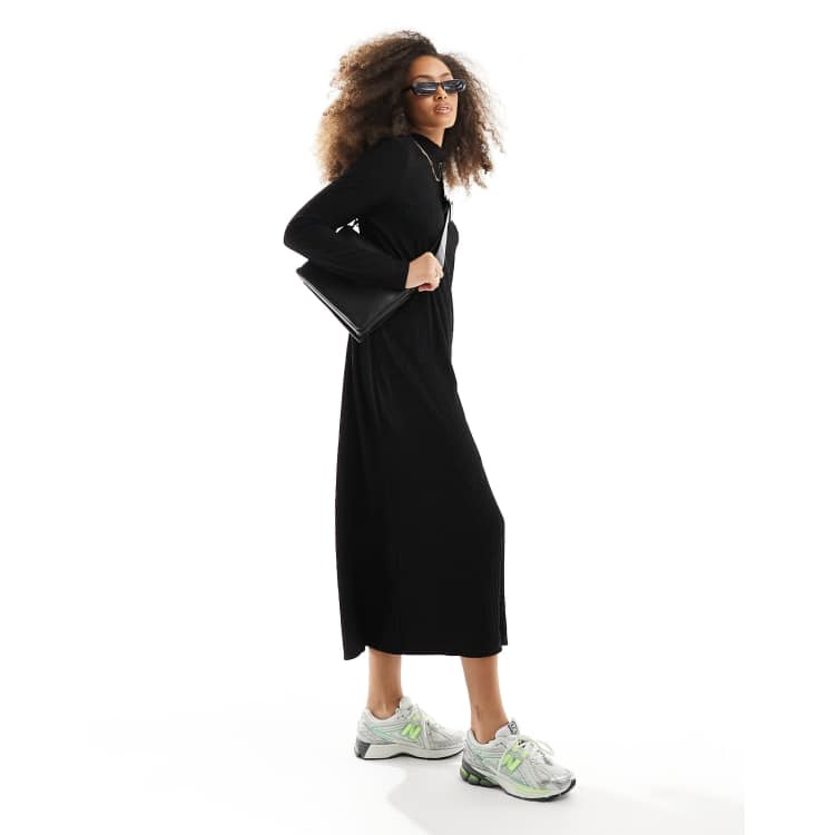 plisse straight neck midi dress Pleats Please Issey Miyake Sleeveless Pleated Midi Dress | Black
