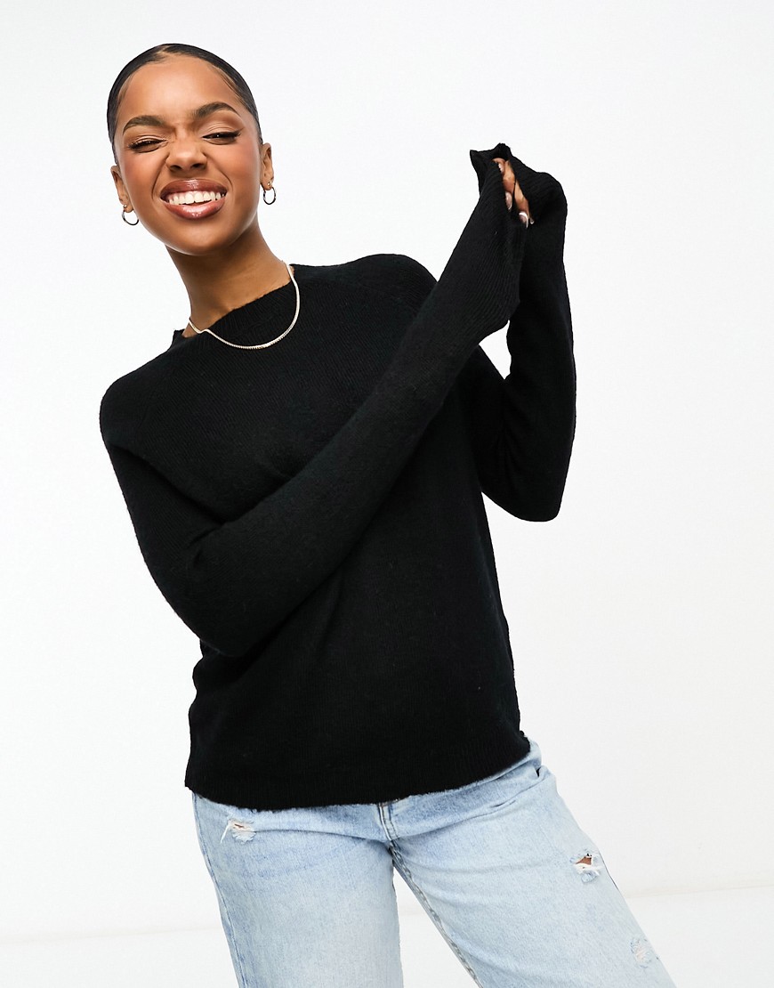Pieces High Neck Sweater In Black