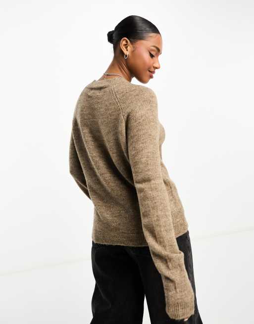 Womens camel crew outlet neck sweater