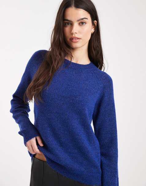 Pieces high neck sweater in dark blue - view 1