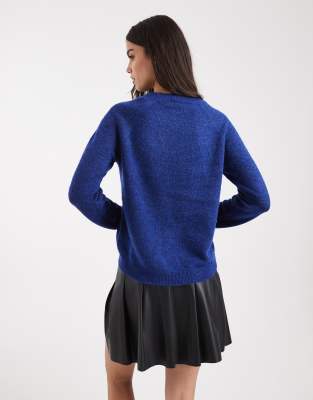 Pieces High Neck Sweater In Blue