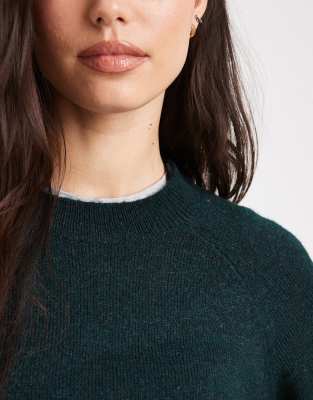 Pieces High Neck Sweater In Green