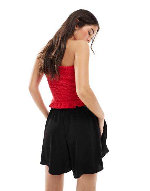 PIECES high rise floaty shorts in black, 4 of 5