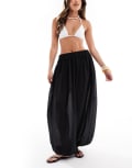 [Pieces] Pieces high waist hareem style beach pants In black XS Black