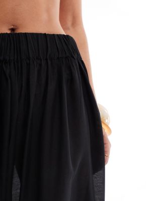 Pieces high waist harem style beach pants in black