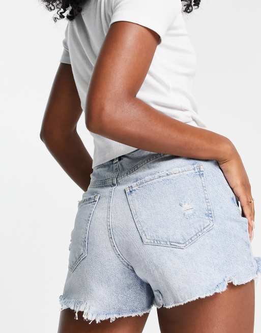 High waisted light 2025 wash denim shorts