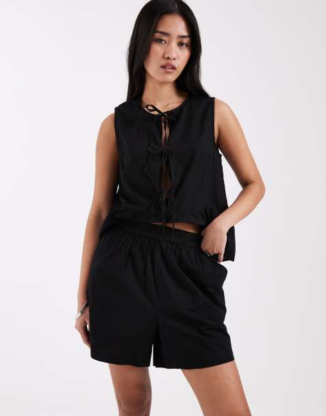 Pieces high waist shorts co-ord in black - view 1