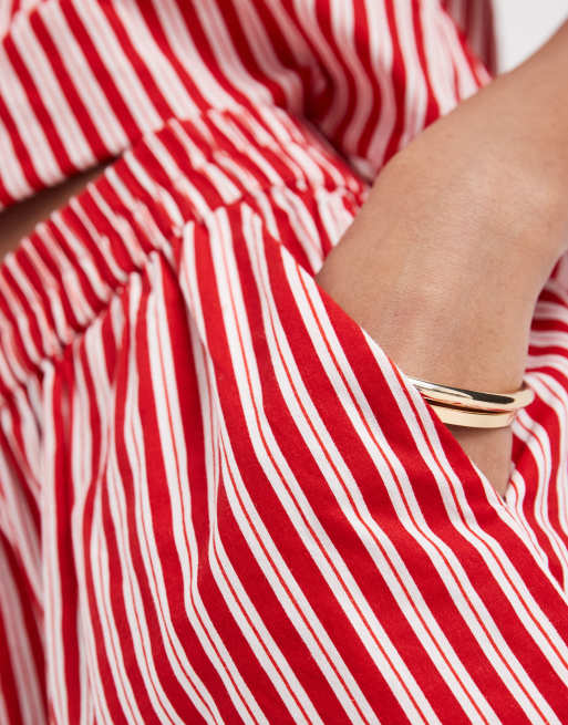 Pieces high waist shorts in red and white stripe (part of a set), 3 of 5