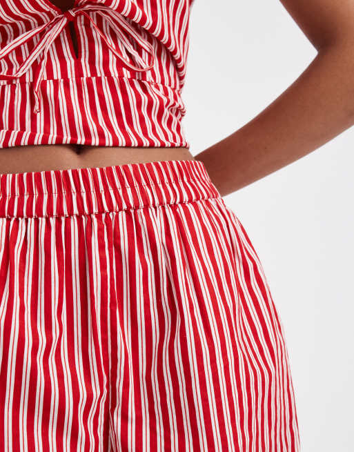 Pieces high waist shorts in red and white stripe (part of a set), 4 of 5