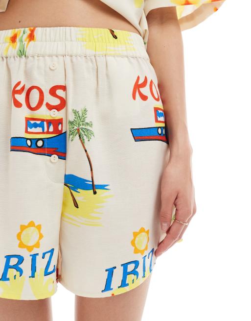 Pieces high waist shorts in summer vacation print - part of a set, 5 of 5