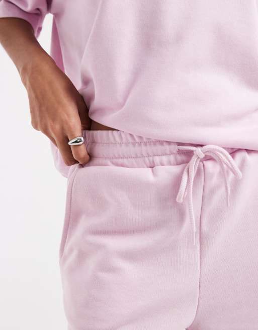 Pieces high waist sweat shorts co-ord in light pink, 5 of 5