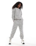 [Pieces] Pieces high waist trackies in black and white stripe (part of a set) XL Mono stripe