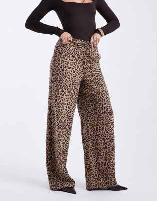 Pieces High Waist Wide Leg Pants In Multi