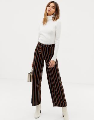 high waisted wide leg striped pants