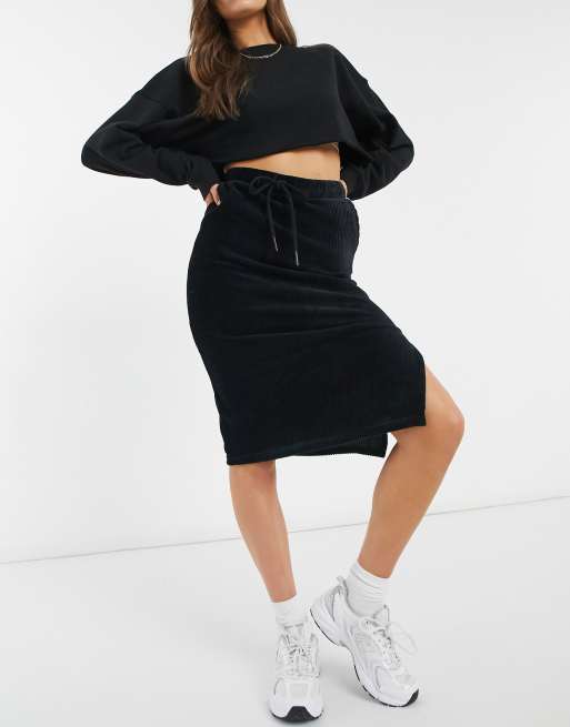 Black high 2025 waisted tie skirt