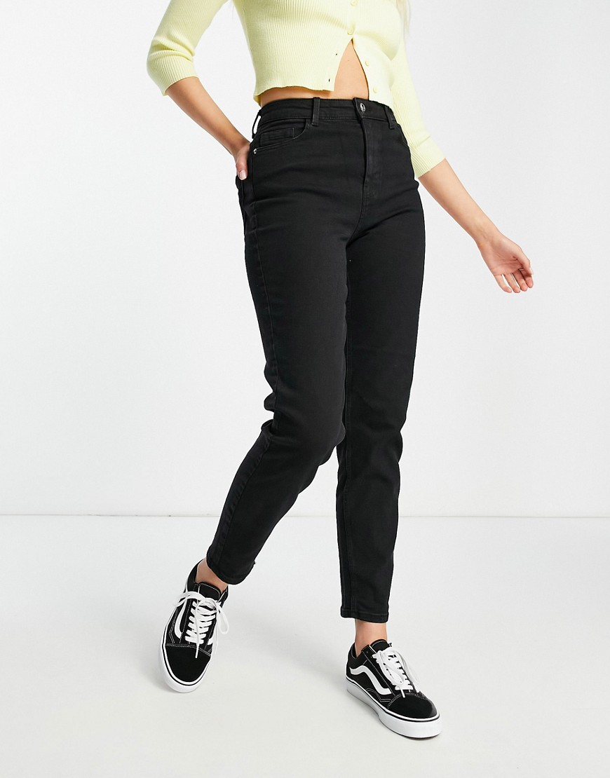 Pieces high waisted Mom jeans in black