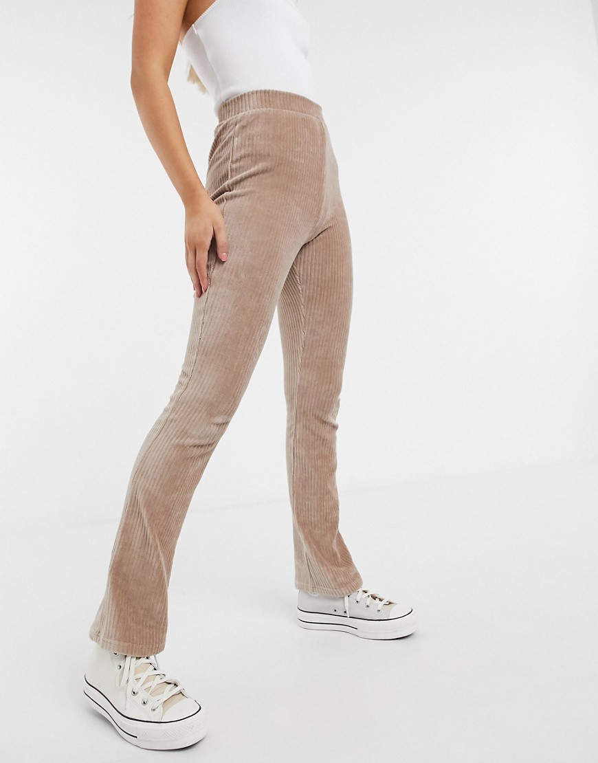 Pieces high waisted pant in beige-Neutral