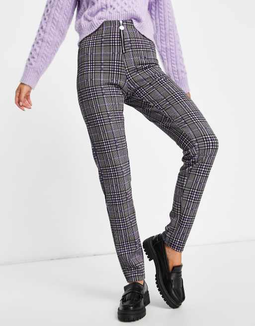 High waisted checked hot sale trousers