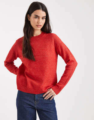 Pieces - Hochgeschlossener Pullover in Rot