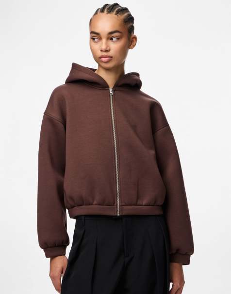 Pieces - Hoodie in cichorei koffie - view 1