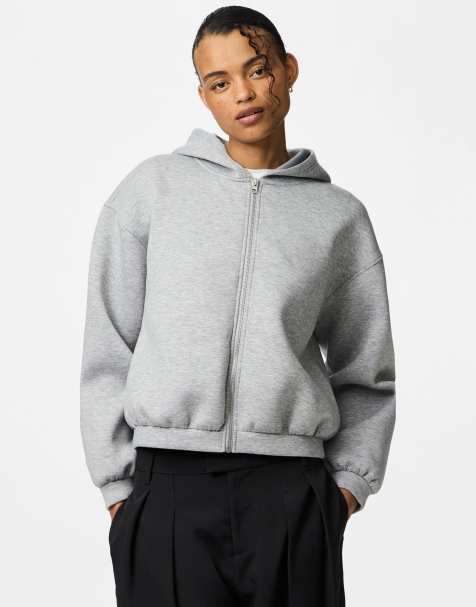 Pieces Hoodie in light grey melange - view 1