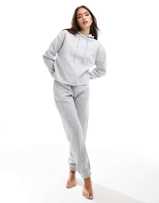 Pieces - Hoodie van sweatstof in gemêleerd lichtgrijs, deel van co-ord set, 3 van 4