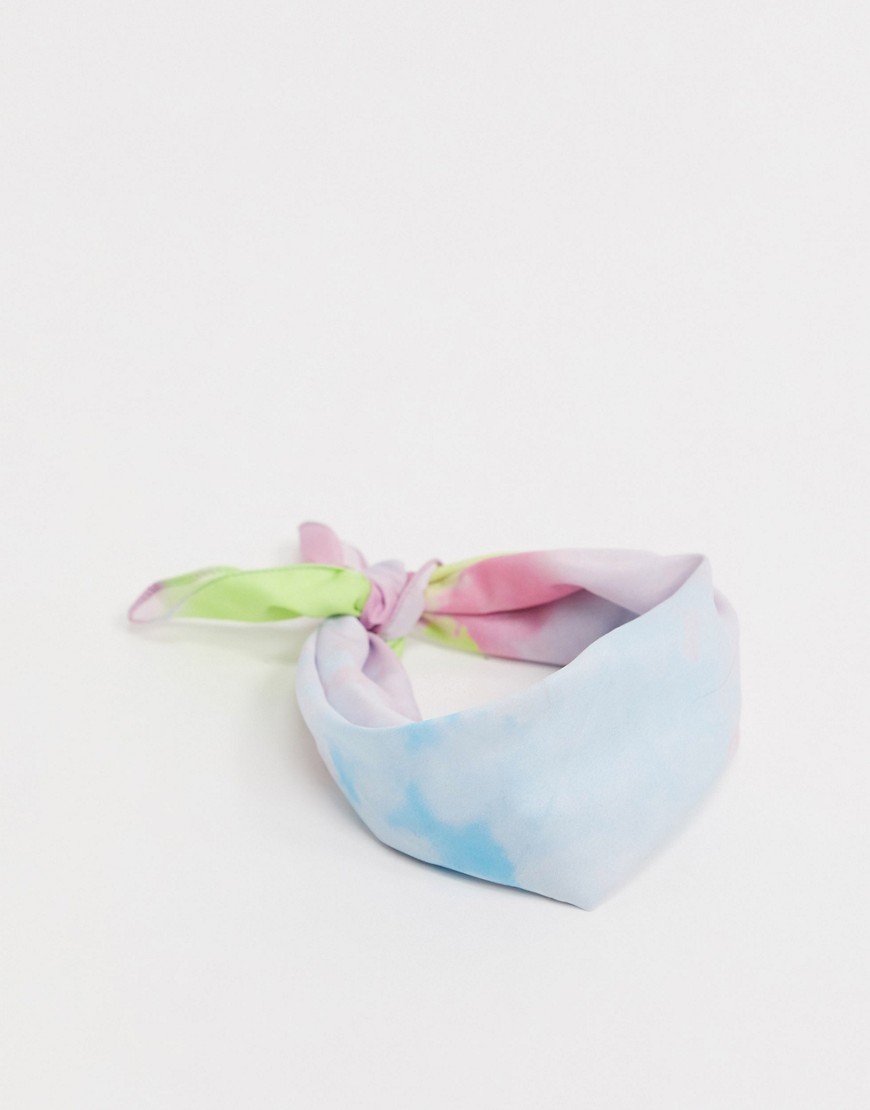 Pieces - Hoofdsjaal met tie-dye in pastelkleuren-Multi
