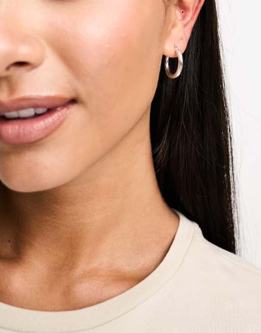 Pieces - Hoop-øreringe i mediumstørrelse i vintagestil i sterlingsølv med belægning , 3 af 4