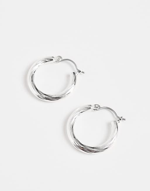 Pieces - Hoop-øreringe i mediumstørrelse i vintagestil i sterlingsølv med belægning , 4 af 4