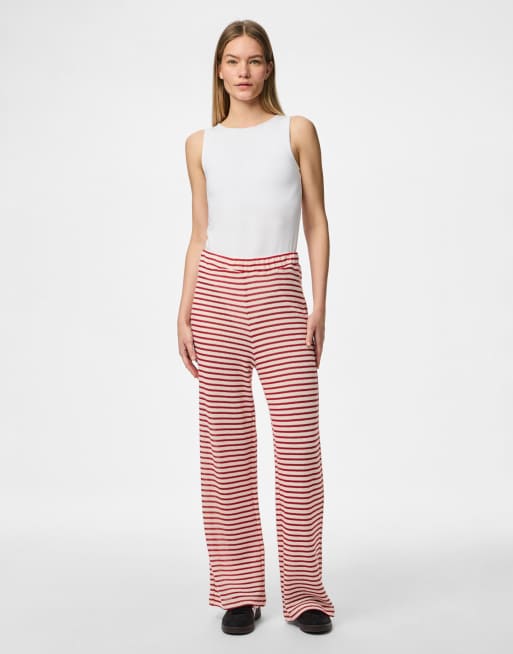 Pieces – Hose in Cloud Dancer mit weitem Bein