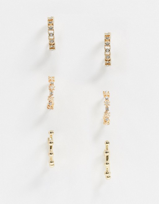Pieces huggie earrings 3 pack in gold