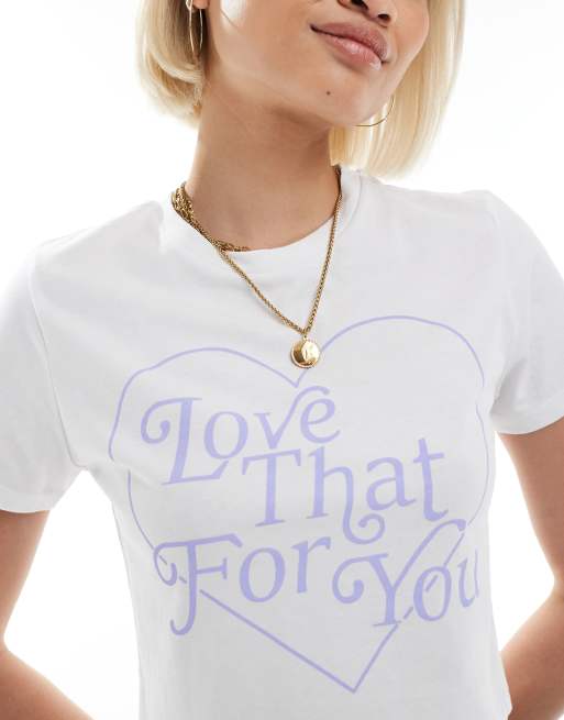 Pieces - Hvid baby-T-shirt med "Love That For You"-print, 2 af 4