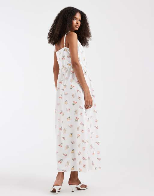 PIECES - Hvid cami-maxikjole med have-blomstermønster, 3 af 4
