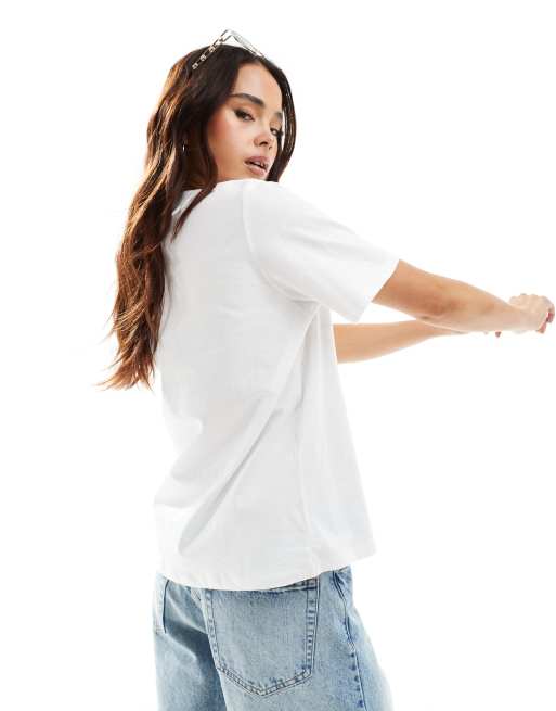 Pieces - Hvid T-shirt med 'Miami Beach Surf Club'-print foran, 4 af 4