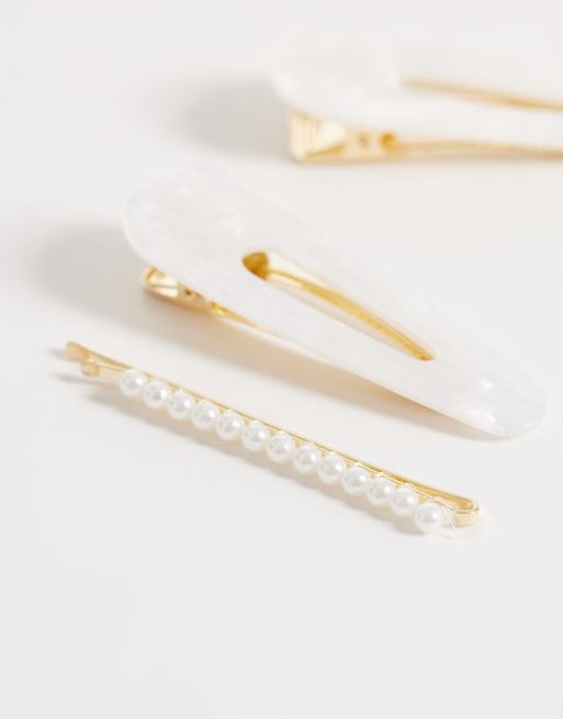 PIECES - Hvide håraccessories i pakke med 6 stks, 2 af 3