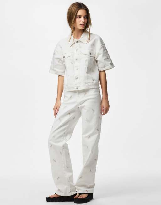 Pieces - Hvide jeans med lige ben, 5 af 5